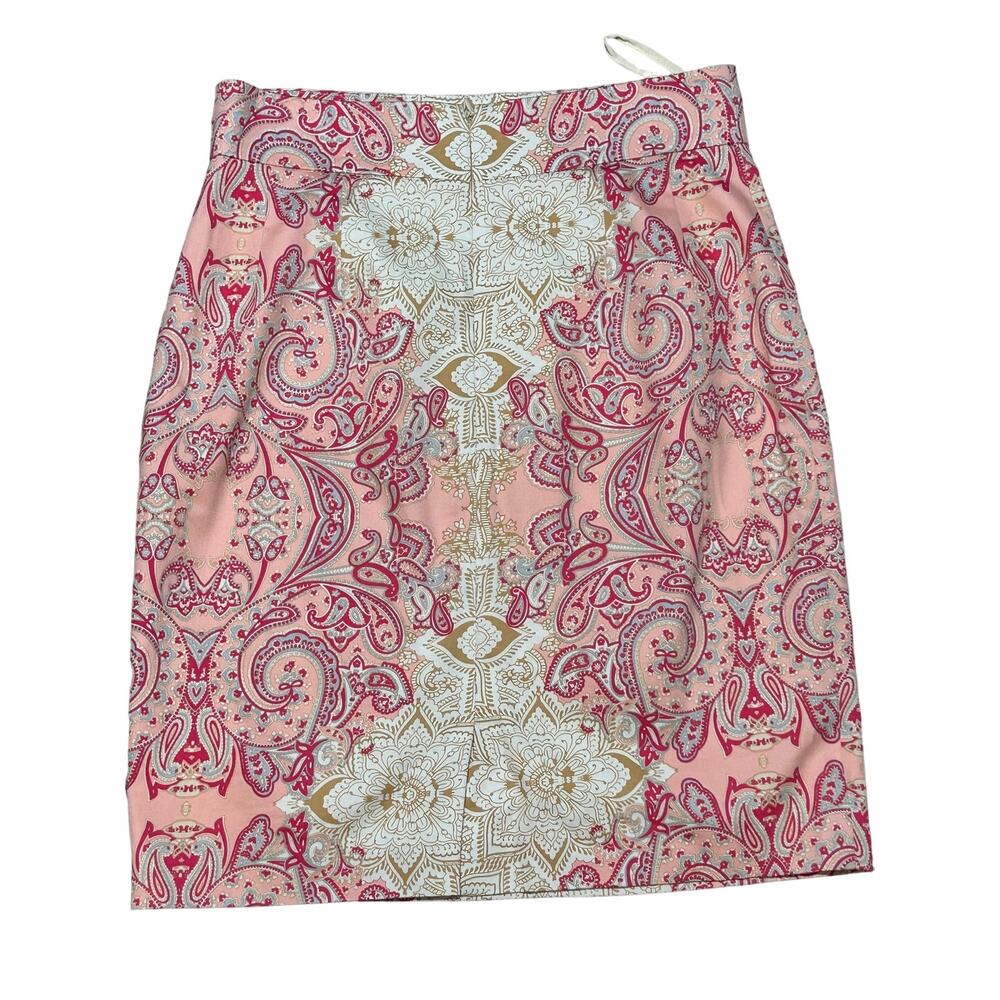 Antonio Melani‎ Pink Cream Paisley Pencil Skirt Women's Size 6